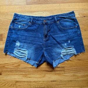 Women's Distressed Blue Jean Cutoff Shorts size XXL